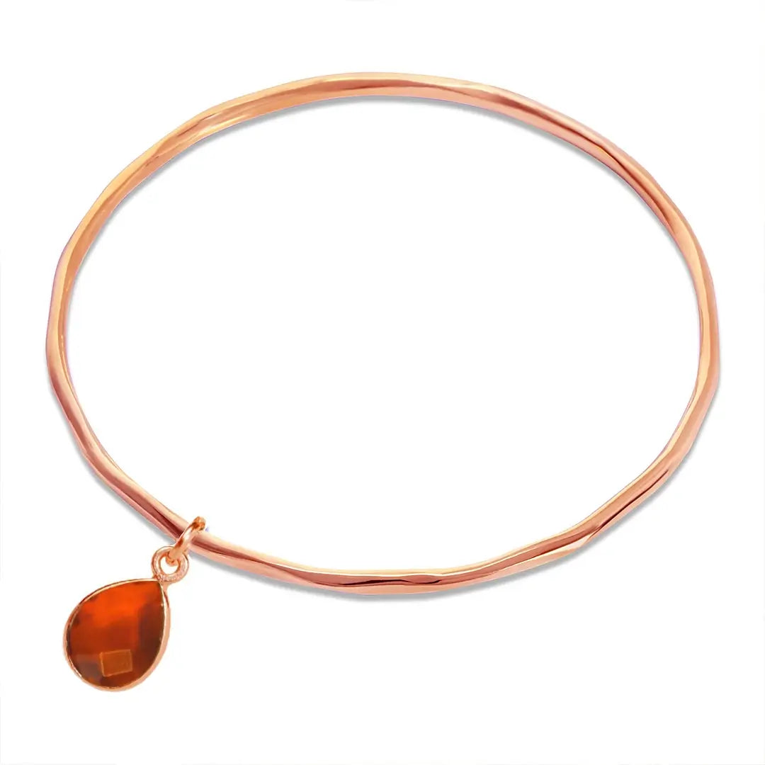 Cotton cord bangles-Carnelian Charm Bangle Rose Gold July Birthstone Bangle