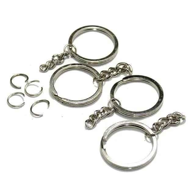 Bead row rings-1 Inch Silver Key Chain with Rings