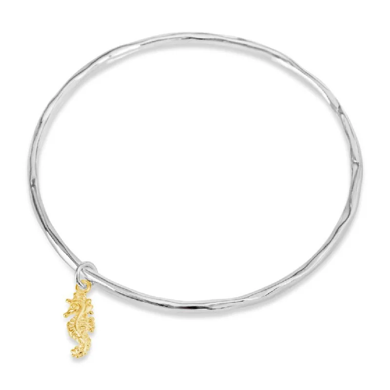 Gloss finish bangles-Seahorse Bangle | Silver - Gold