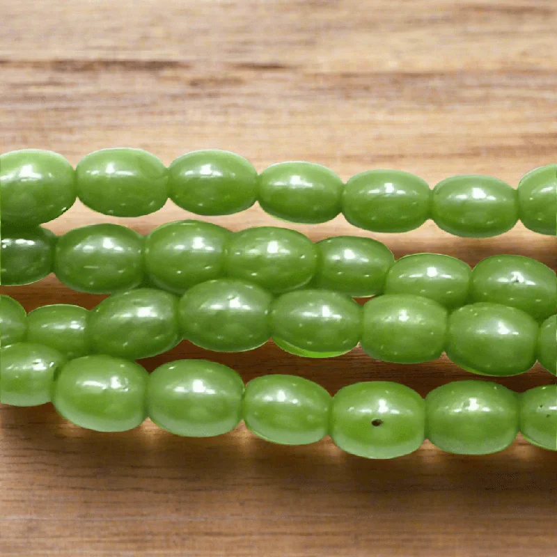 Agate inlay rings-1 strings Glass Beads Oval Peridot SP 4mm