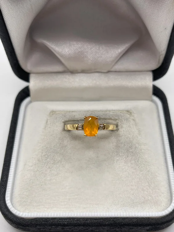 Lily rings-9ct gold fire opal and diamond ring