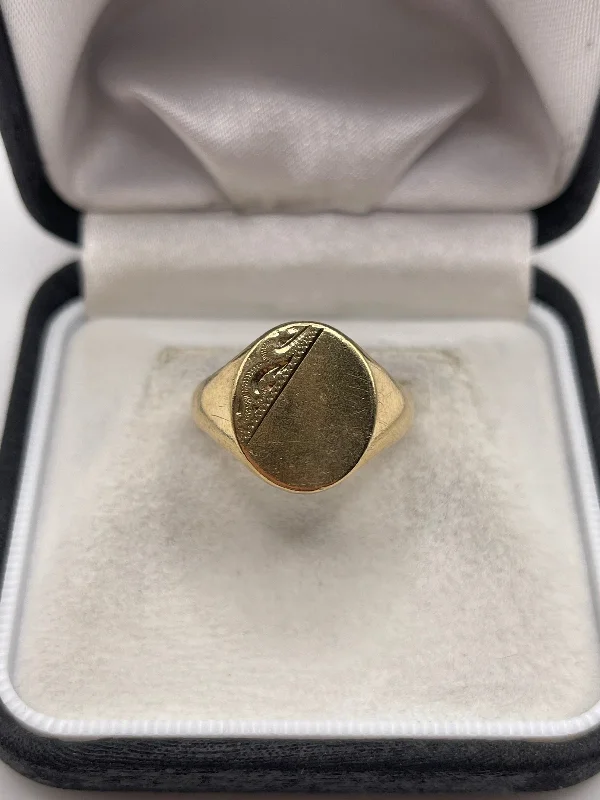 Cotton cord rings-9ct gold signet ring