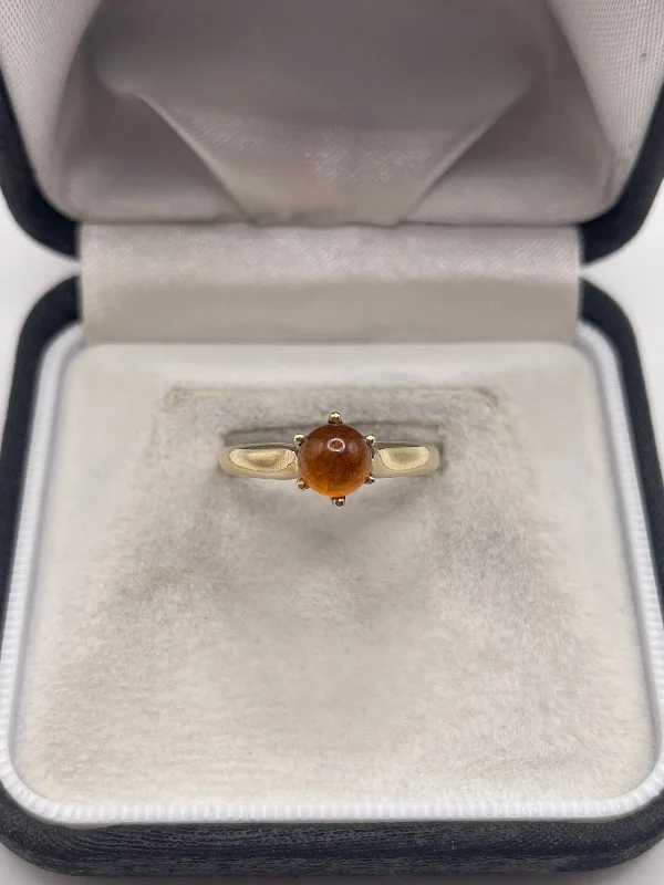 Aged bronze rings-9ct gold amber ring