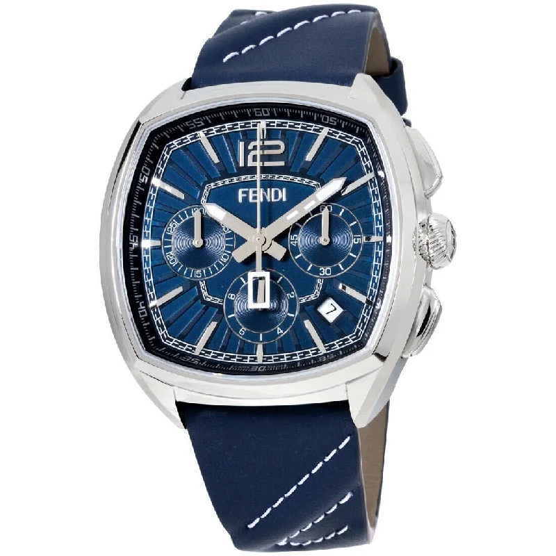 Digital sleek watches-Fendi Men's F224013031 Momento Chronograph Blue Leather Watch