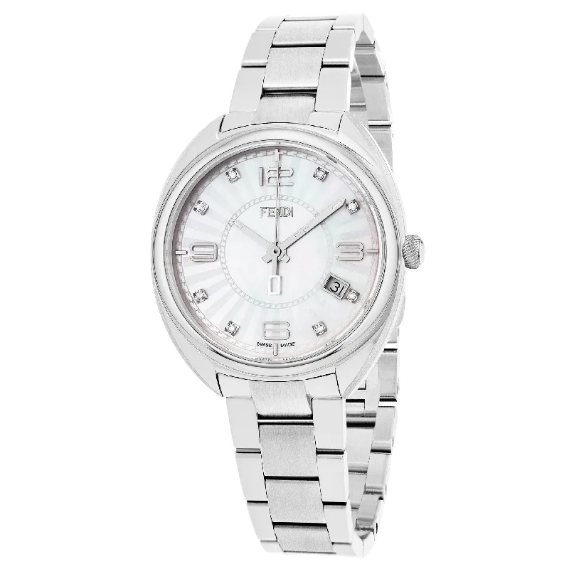 Wide square watches-Fendi Women's F218034500D1 Momento Stainless Steel Watch