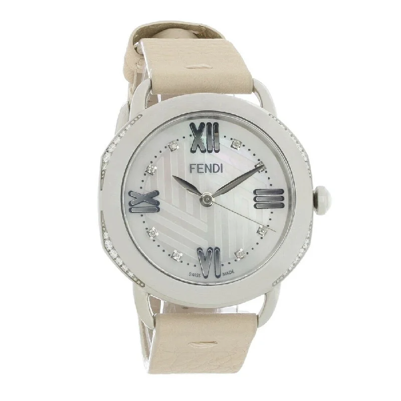 Sporty chrono watches-Fendi Women's F8020345H0C1-PK Selleria  Beige Leather Watch