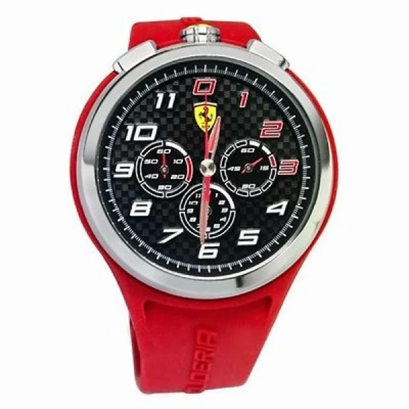 Shiny gold watches-Ferrari Men's 830101 Ready Set go Chronograph Red Silicone Watch