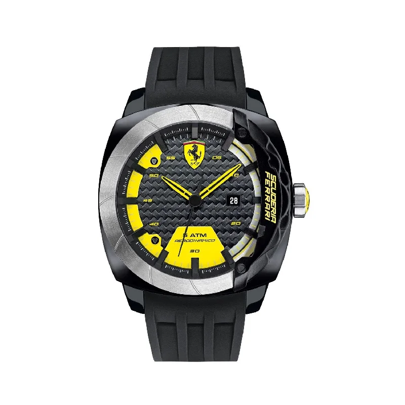 Eco leather watches-Ferrari Men's 830204 Scuderia Aerodinamico Black Silicone Watch