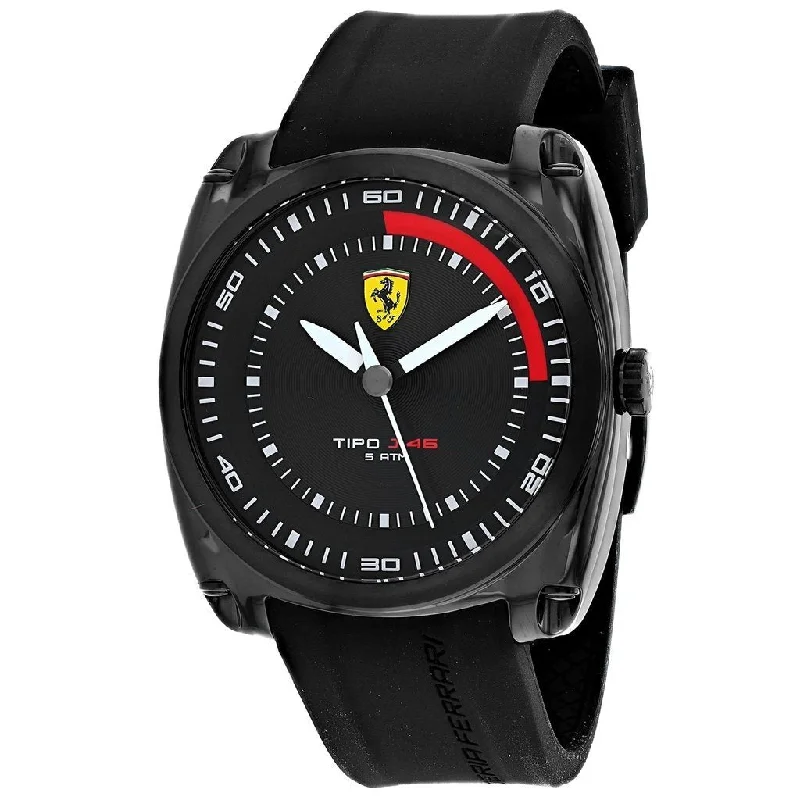 Square strap watches-Ferrari Men's 830319 Scuderia Black Silicone Watch