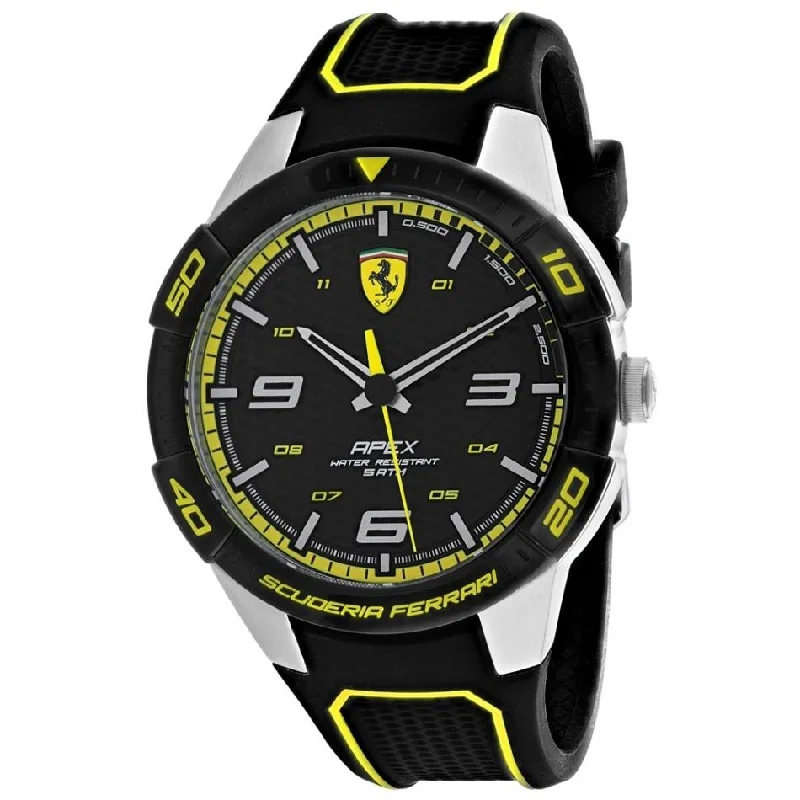 Fine square watches-Ferrari Men's 830631 Scuderia Black Silicone Watch