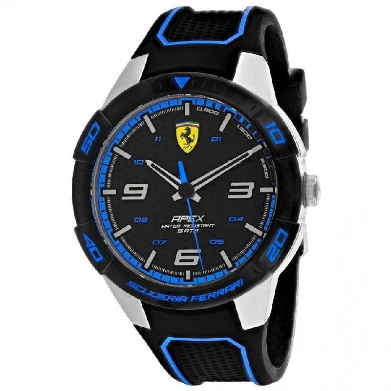 Bright dial watches-Ferrari Men's 830632 Scuderia Black Silicone Watch