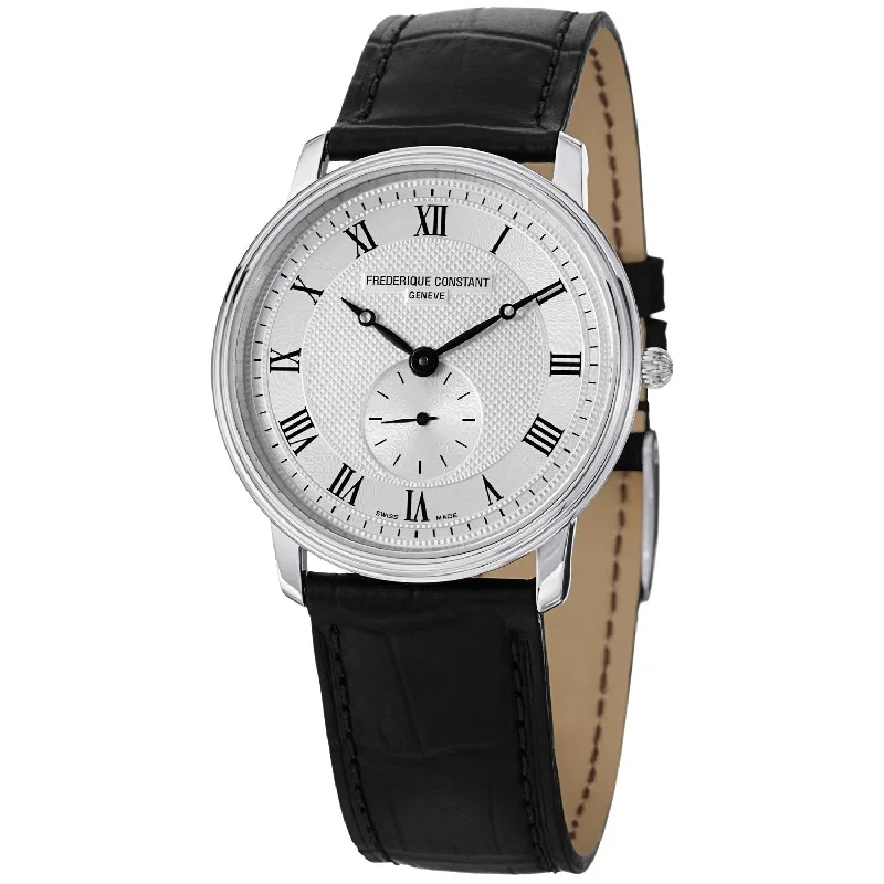 Digital sleek watches-Frederique Constant Men's FC-235M4S6 Slimline Black Leather Watch