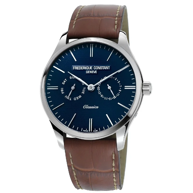 Daily fine watches-Frederique Constant Men's FC-259NT5B6 Classics Brown Leather Watch