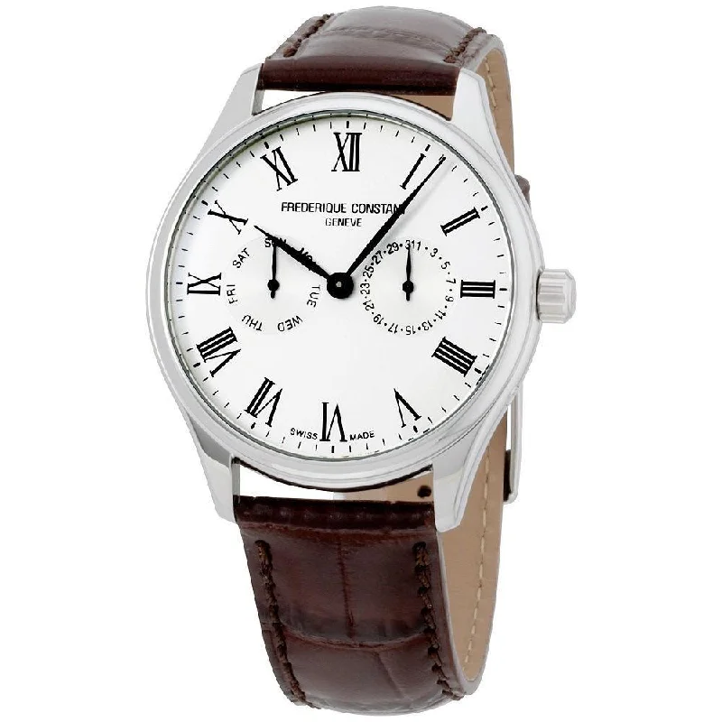 Light metal watches-Frederique Constant Men's FC-259WR5B6DBR Classics Brown Leather Watch