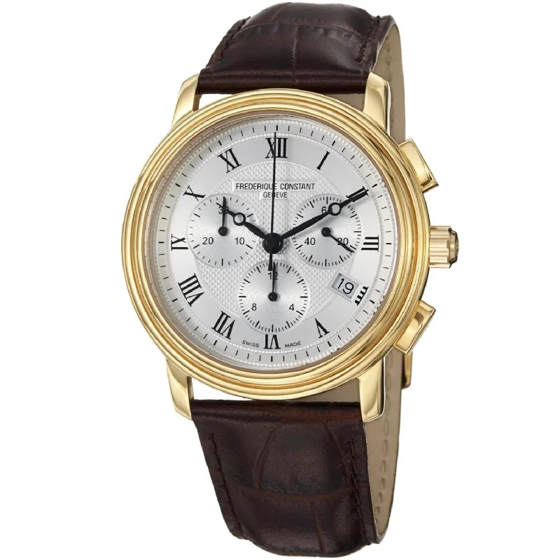 Crafted strap watches-Frederique Constant Men's FC-292MC4P5 Persuasion Chronograph Brown Leather Watch