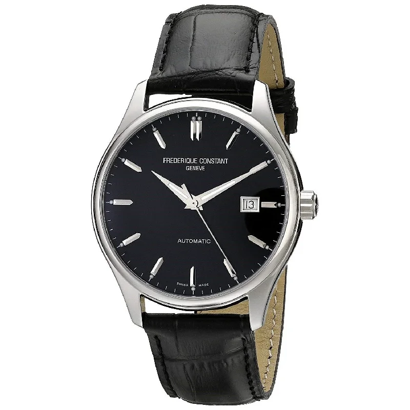 Petal face watches-Frederique Constant Men's FC-303B5B6 Classic Black Leather Watch