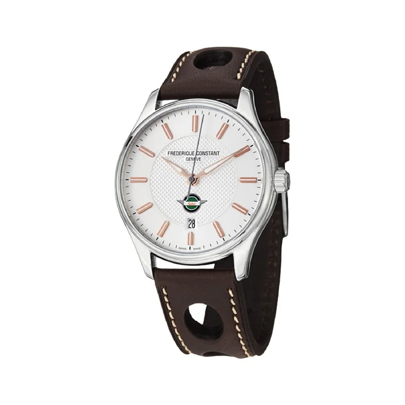 Dual-tone strap watches-Frederique Constant Men's FC-303HV5B6 Healey Brown Leather Watch