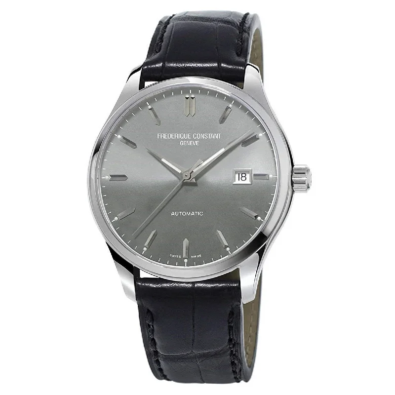 Fine quartz watches-Frederique Constant Men's FC-303LGS5B6 Classics Black Leather Watch