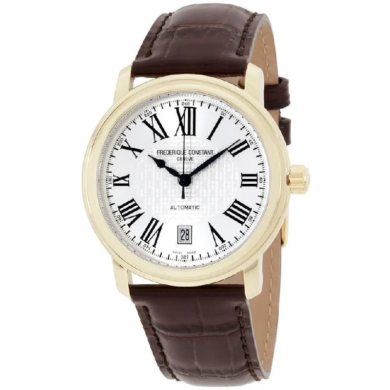 Neon dial watches-Frederique Constant Men's FC-303M4P5 Persuasion Brown Leather Watch