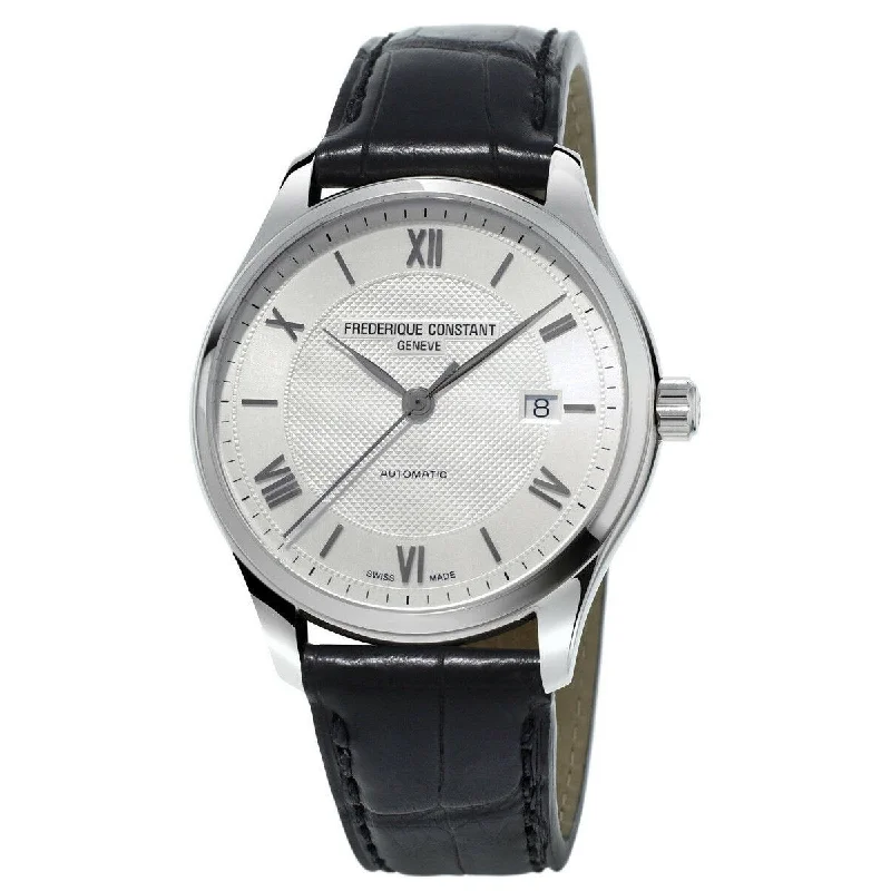 Light strap watches-Frederique Constant Men's FC-303MS5B6 Classics Black Leather Watch