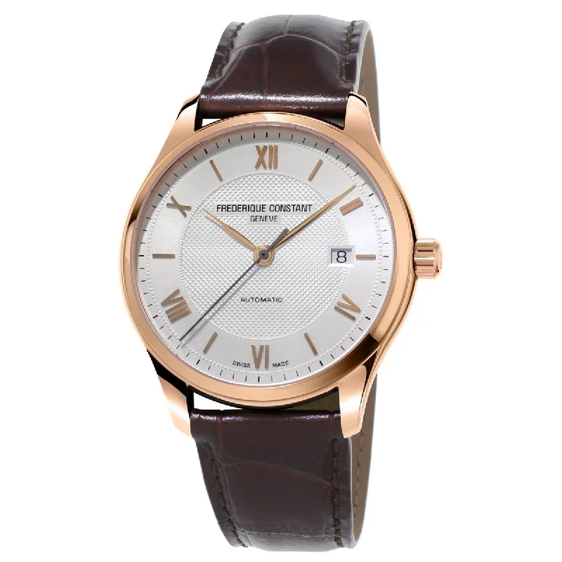 Gem face watches-Frederique Constant Men's FC-303MV5B4 Classics Brown Leather Watch