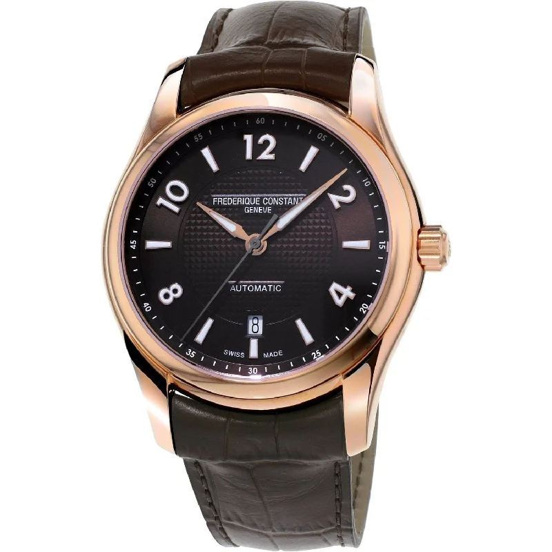 Textured band watches-Frederique Constant Men's FC-303RMC6B4 Runabout Brown Leather Watch