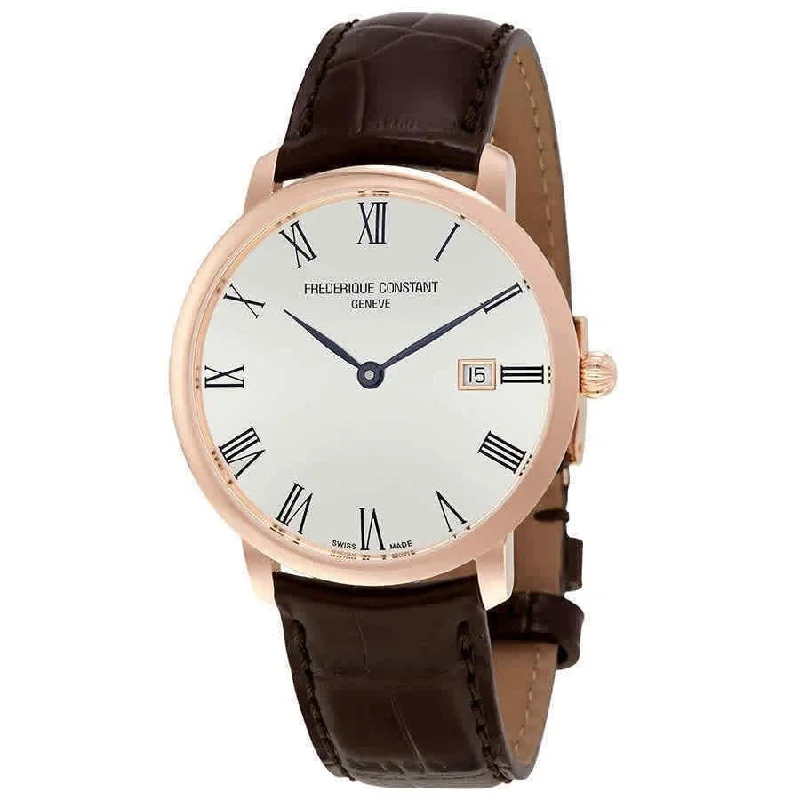 Bold sport watches-Frederique Constant Men's FC-306MR4S4 Slimline Brown Leather Watch