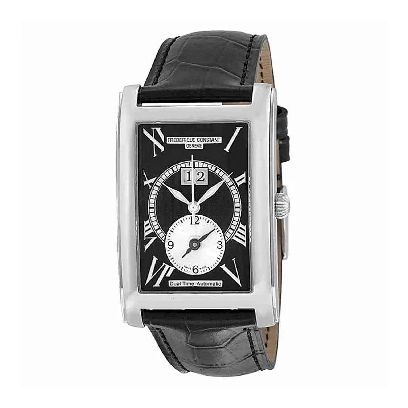 Vivid face watches-Frederique Constant Men's FC-325BS4C26 Carree Black Leather Watch