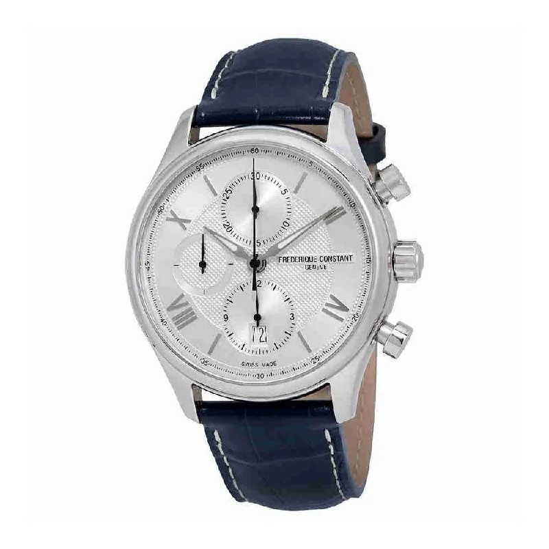 Bold strap watches-Frederique Constant Men's FC-392MS5B6 Runabout Chronograph Blue Leather Watch