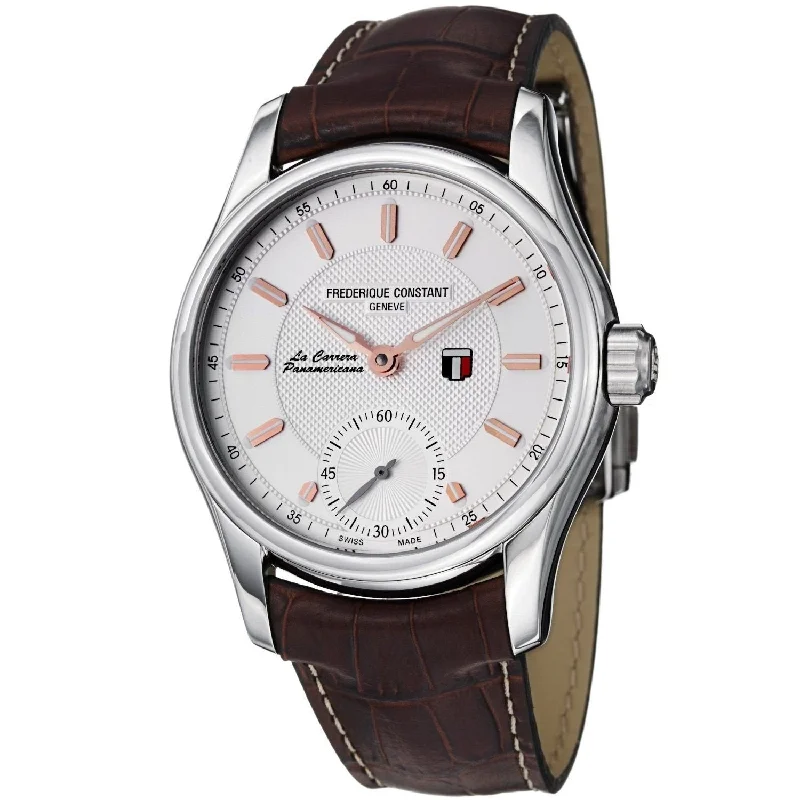 Lustrous gold watches-Frederique Constant Men's FC-435V6B6 Vintage Rally Brown Leather Watch