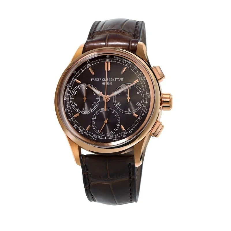 Retro strap watches-Frederique Constant Men's FC-760DG4H9 Manufacture Chronograph Brown Leather Watch