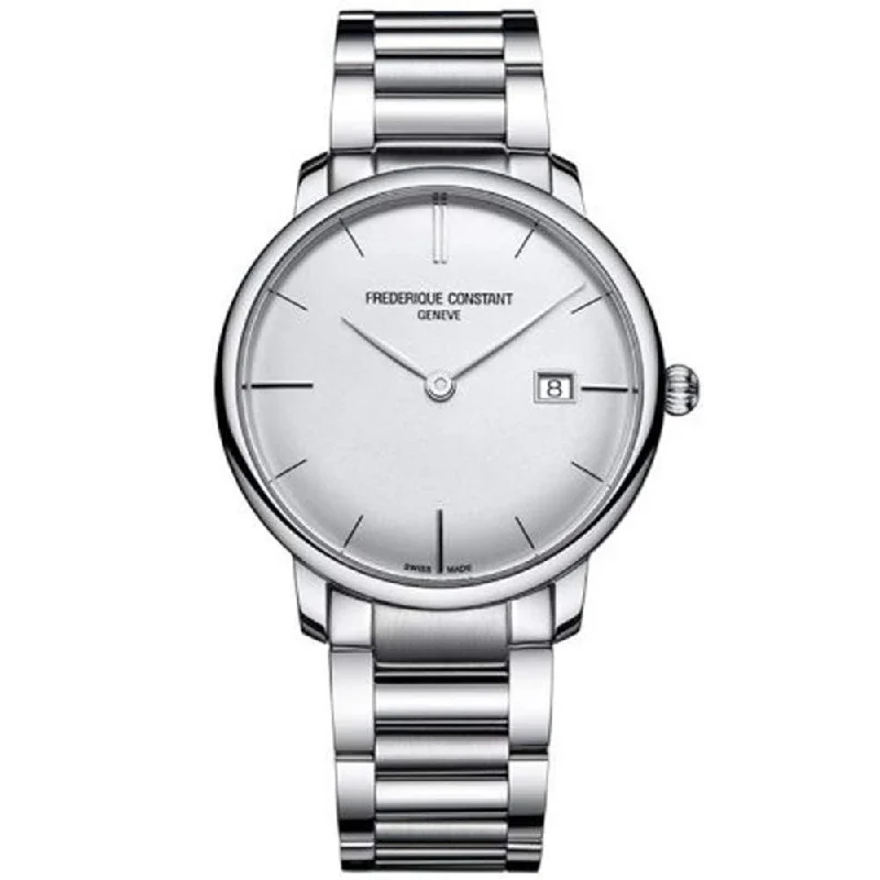 Rose dial watches-Frederique Constant Men's FC306S4S6B3 Slimline Stainless Steel Watch