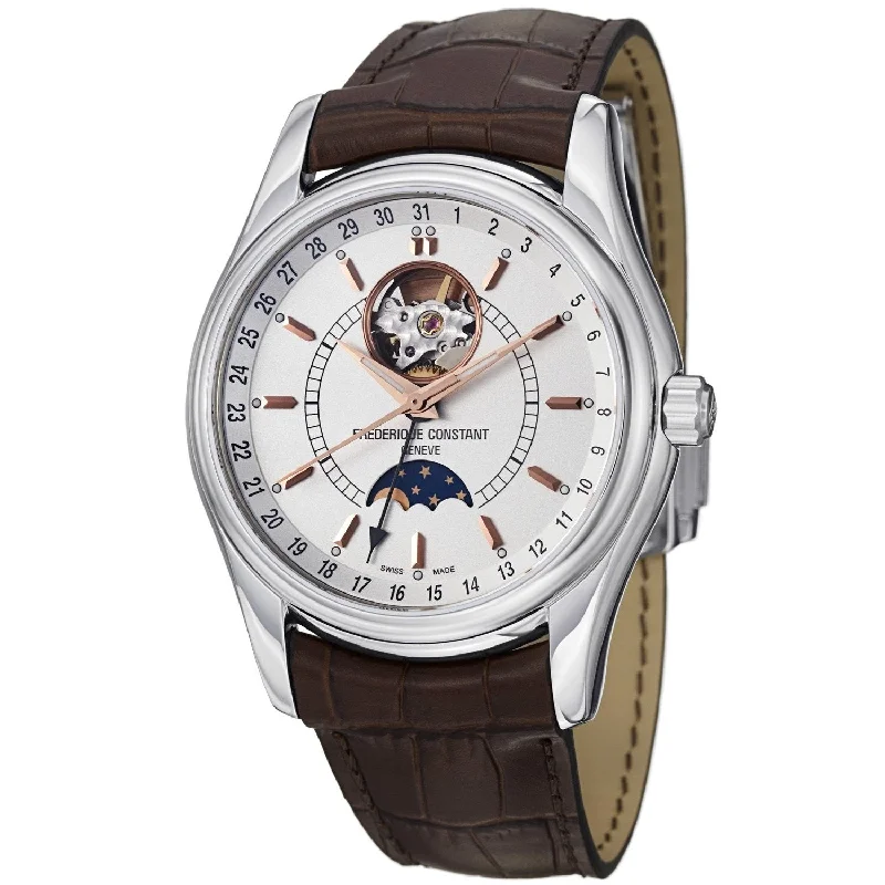 Pure canvas watches-Frederique Constant Men's FC335V6B6 Index Brown Leather Watch