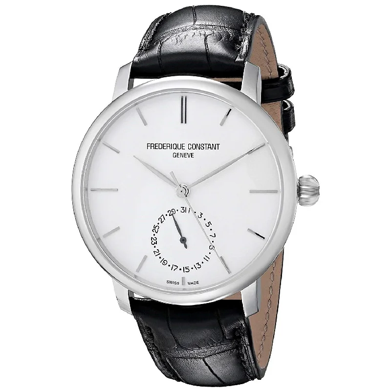 Tribal strap watches-Frederique Constant Men's FC710S4S6 Slimline Black Leather Watch