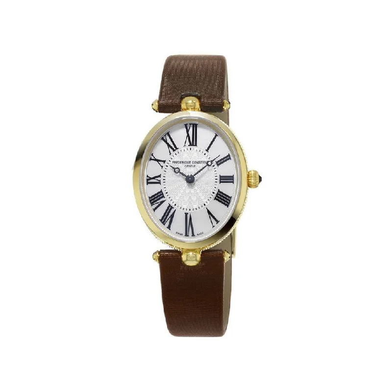 Wide square watches-Frederique Constant Women's FC-200MPW2V5 Classics Art Deco Brown Satin Watch