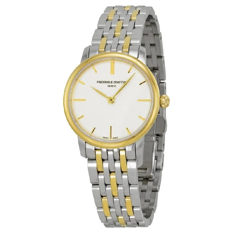 Wave strap watches-Frederique Constant Women's FC-200S1S33B3 Slimline Two-Tone Stainless Steel Watch