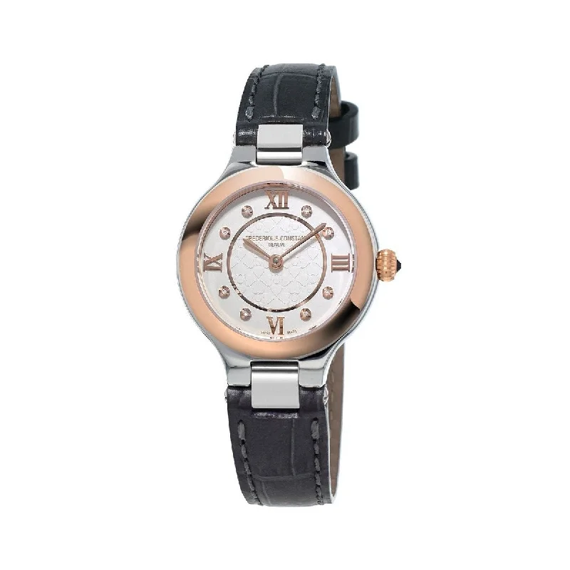 Art dial watches-Frederique Constant Women's FC-200WHD1ER32 Delight Black Leather Watch