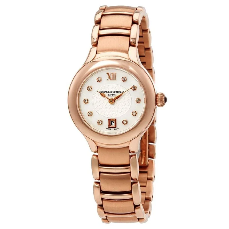 Stretch mesh watches-Frederique Constant Women's FC-220WHD2ER4B Delight Diamond Rose-Tone Stainless Steel Watch