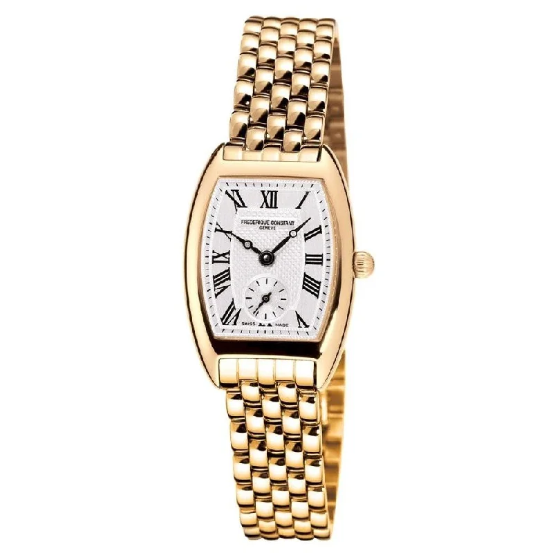 Fine leather watches-Frederique Constant Women's FC-235M1T25B Art Deco Gold-Tone Stainless Steel Watch