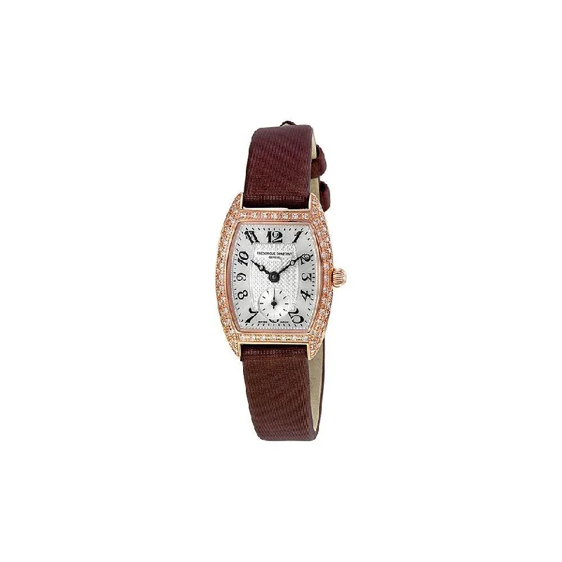 Fine quartz watches-Frederique Constant Women's FC-235M1TPV24 Art Deco Black Cloth Watch