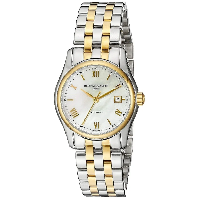 Textured band watches-Frederique Constant Women's FC-303MPWN1B3B Classic Two-Tone Stainless Steel Watch