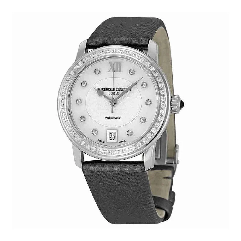 Pure analog watches-Frederique Constant Women's FC-303WHD2PD6 Slimline Diamond Grey Satin Watch