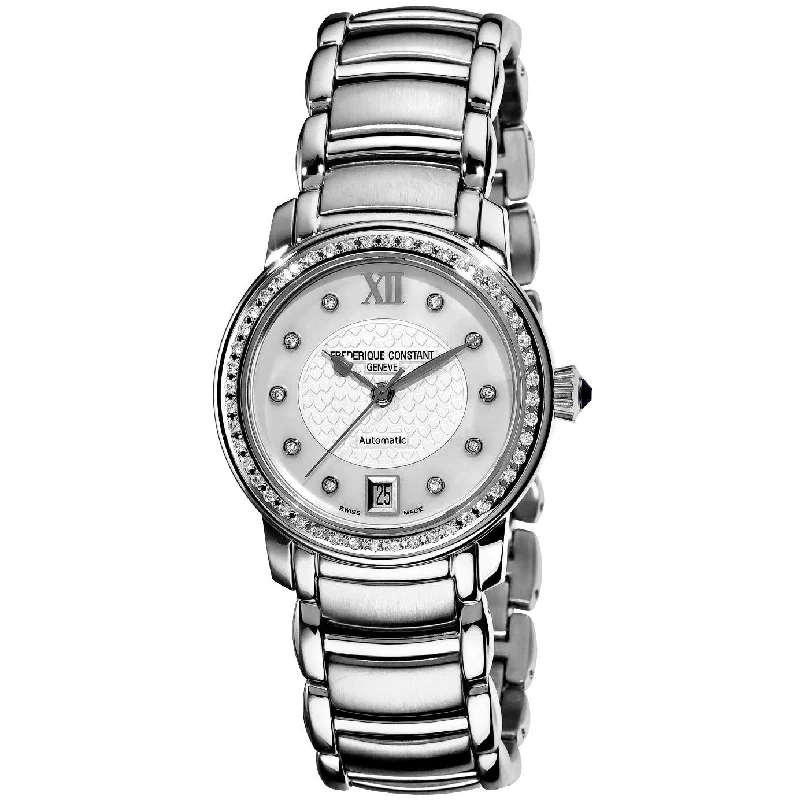 Steel mesh watches-Frederique Constant Women's FC-303WHD2PD6B World Heart Federation Diamond Stainless Steel Watch