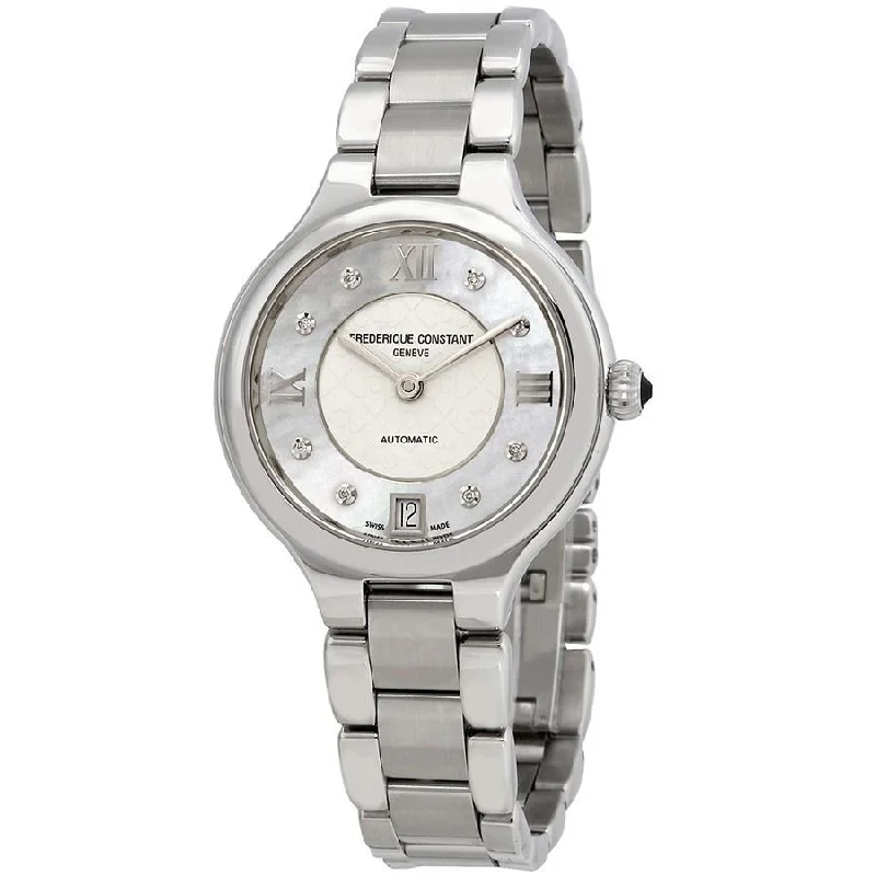 Rubber strap watches-Frederique Constant Women's FC-306WHD3ER6B Delight Stainless Steel Watch