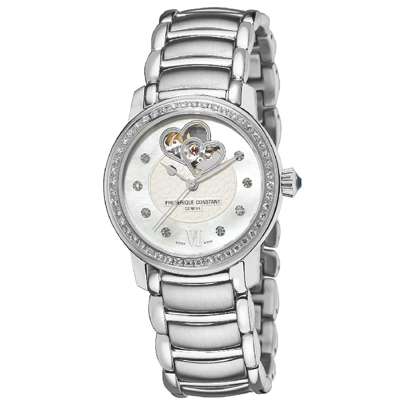 Mesh strap watches-Frederique Constant Women's FC-310DHB2PD6B Carree Diamond Stainless Steel Watch