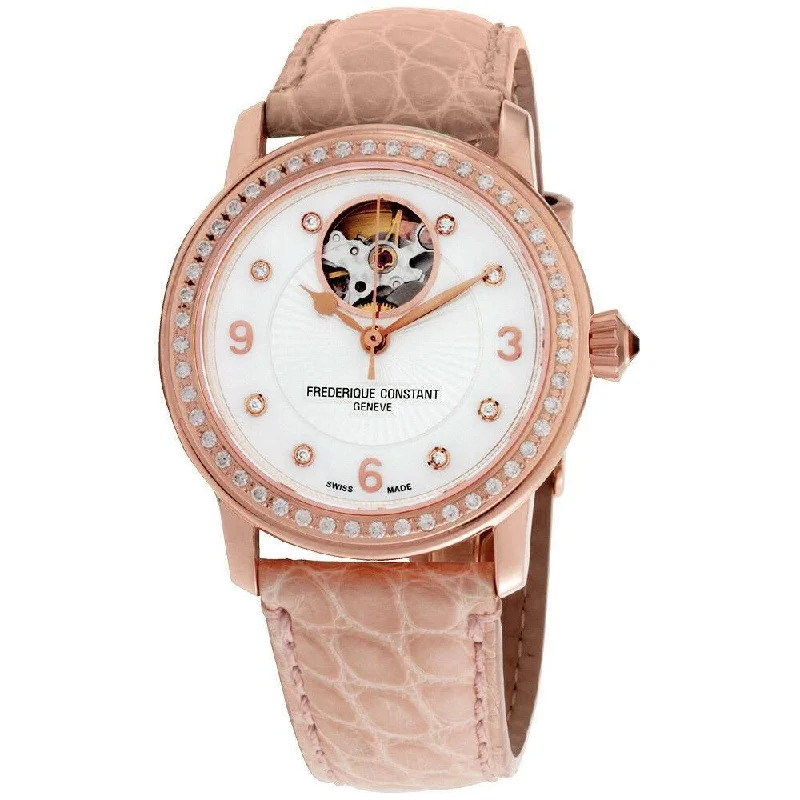 Bold sport watches-Frederique Constant Women's FC-310HBAD2PD4 Heart Beat Brown Leather Watch