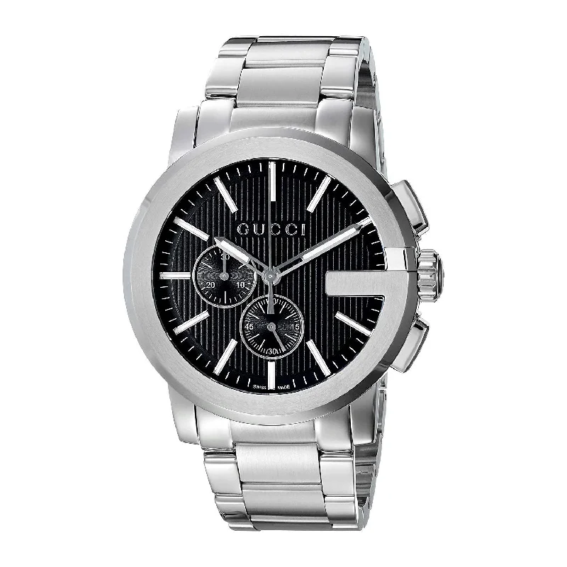 Light strap watches-Gucci Men's YA101204 G-Chrono Stainless Steel Watch