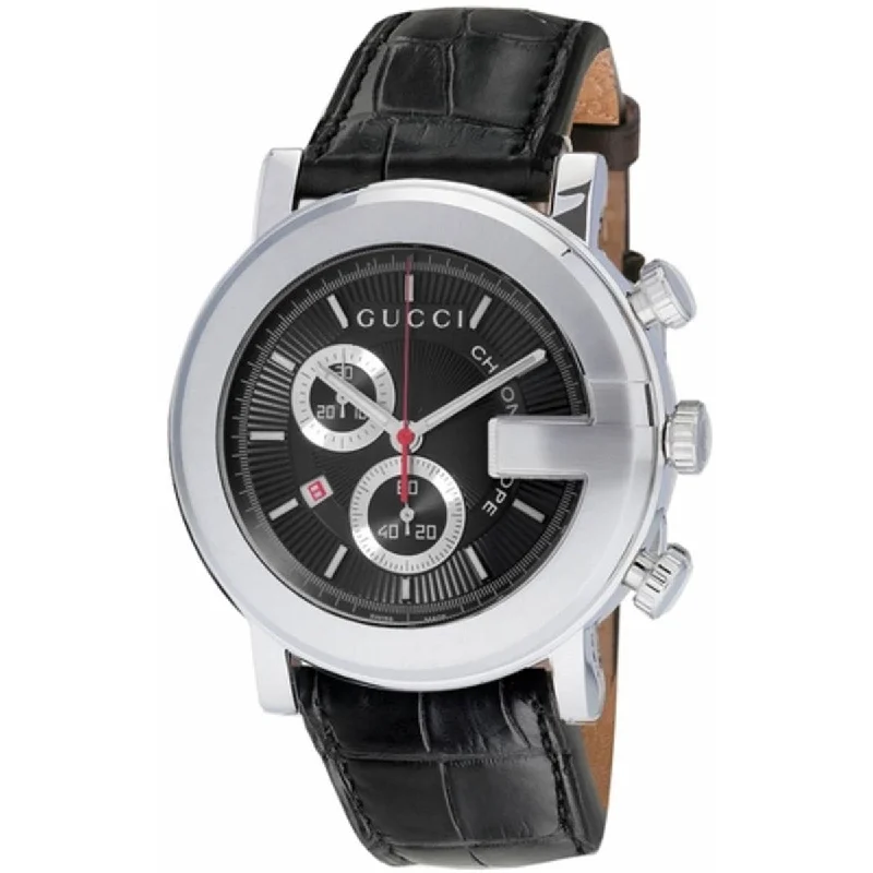 Sleek leather watches-Gucci Men's YA101335 G-Chrono Chronograph Black Leather Watch