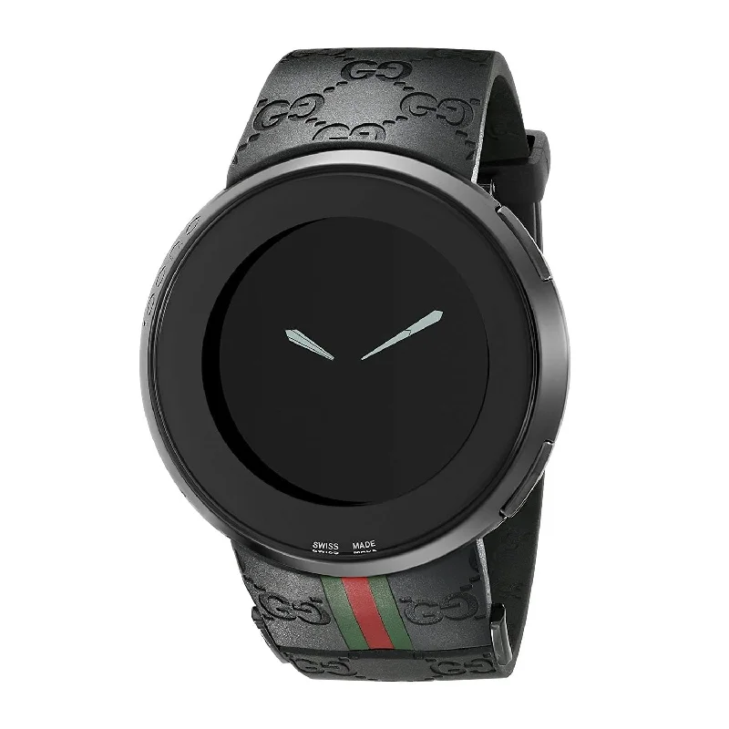 Rubber strap watches-Gucci Men's YA114207 I-Gucci Black Rubber Watch