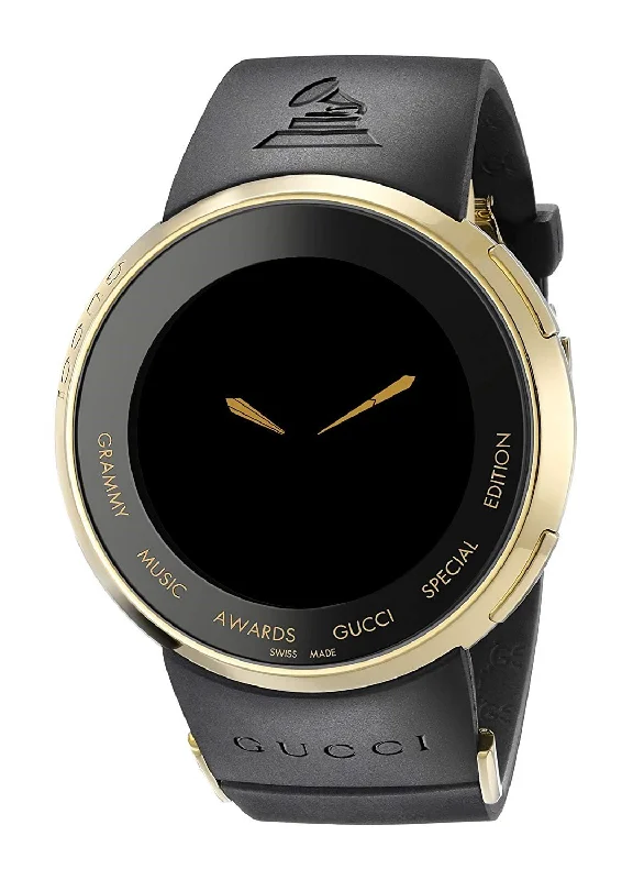 Crystal band watches-Gucci Men's YA114215 I-Gucci Black Rubber Watch